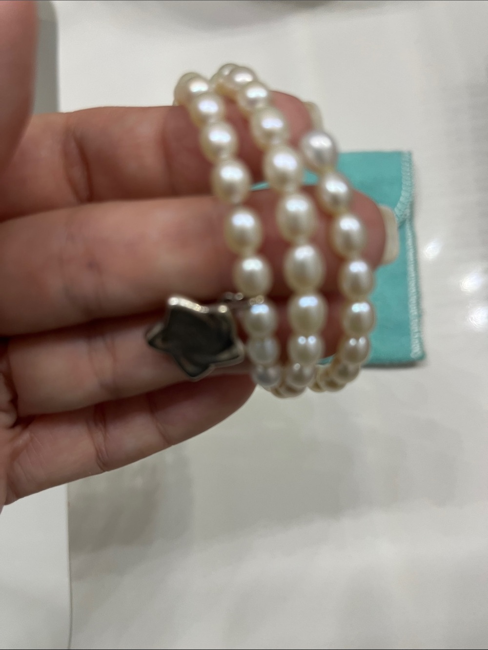 Tiffany & Co. White Pearl Wrap Bracelet with Elsa Perretti Star Charm - Picture 3 of 4